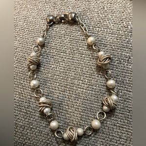 Vintage signed Coro pearl and golden knotted choker